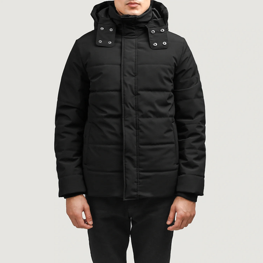Exton Black Hooded Down Puffer Jacket Delivery by