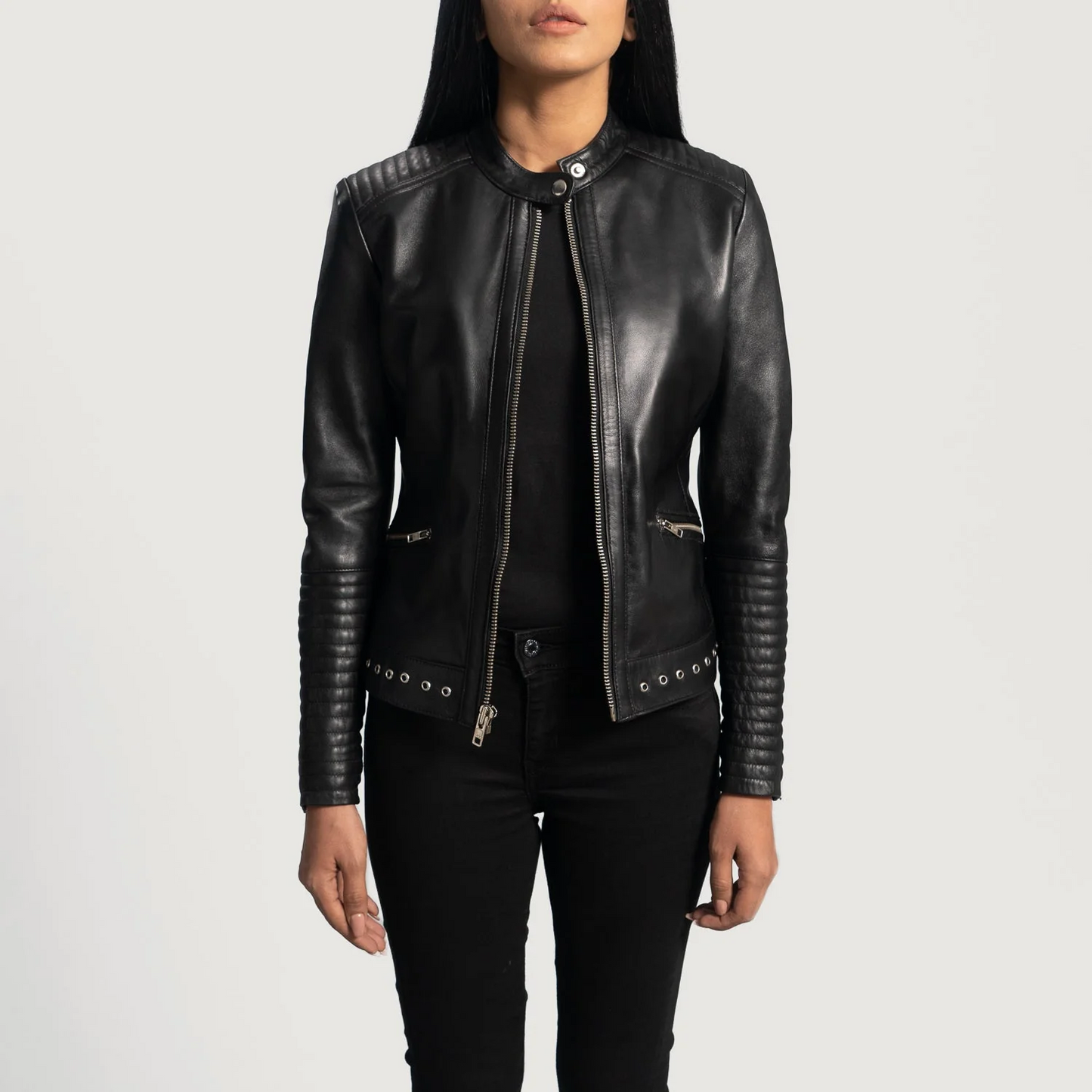 Haley Ray Black Leather Biker Jacket