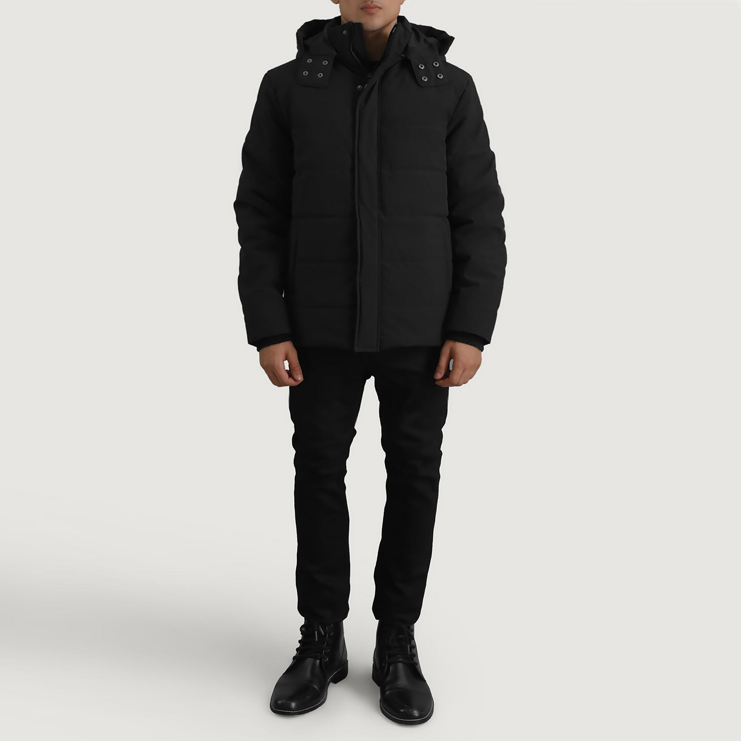 Exton Black Hooded Down Puffer Jacket Delivery by
