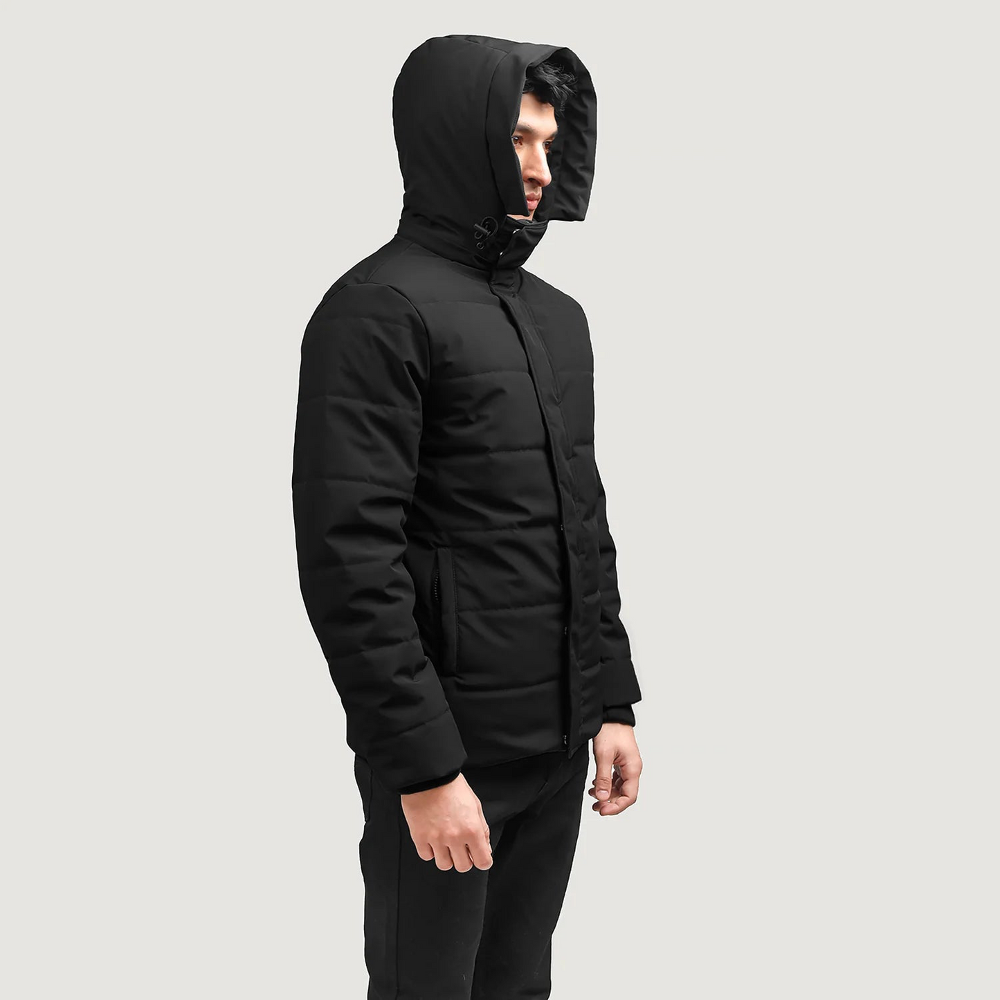 Exton Black Hooded Down Puffer Jacket Delivery by