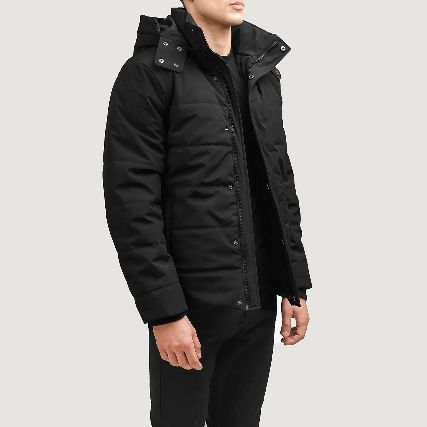 Exton Black Hooded Down Puffer Jacket Delivery by