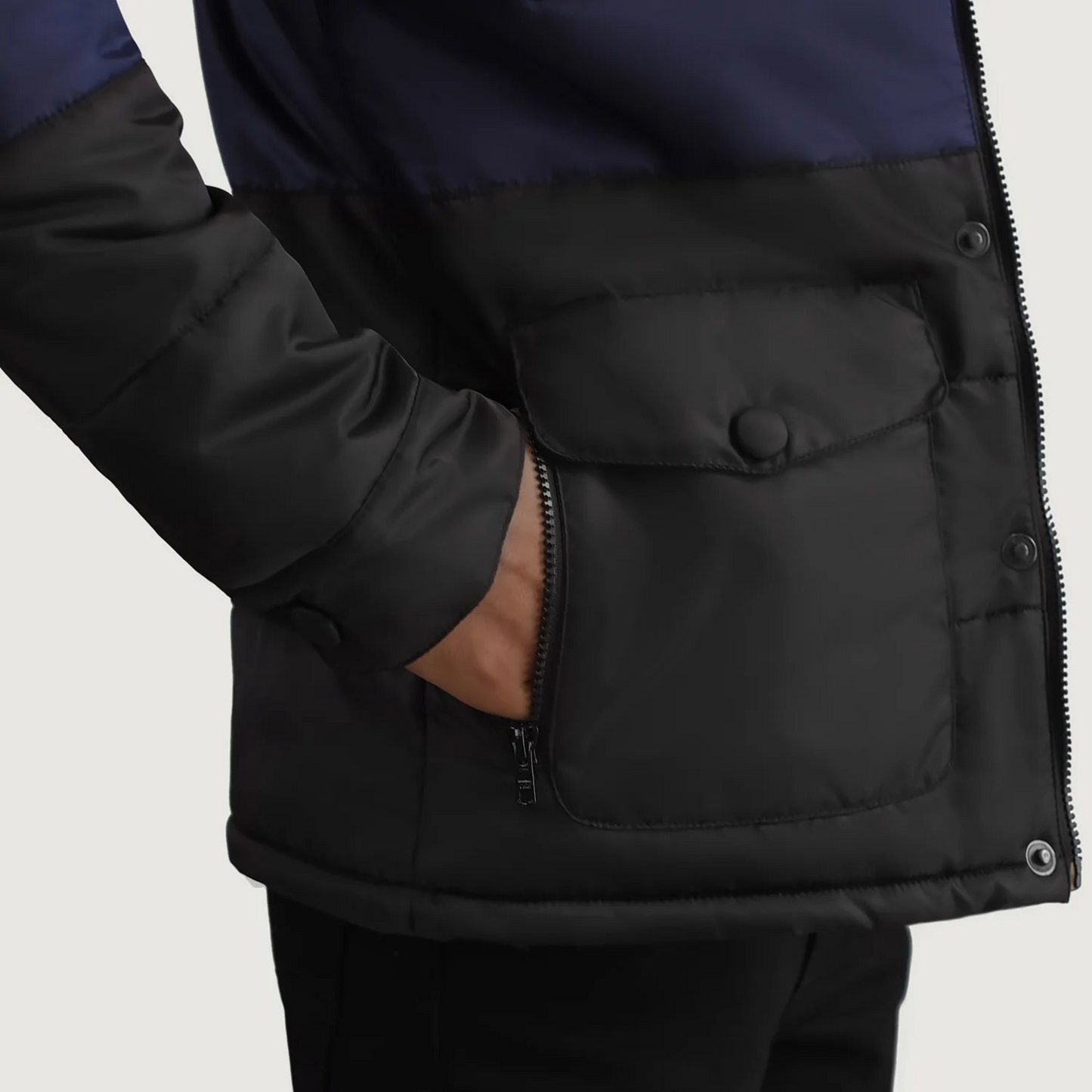 Black & Blue Hooded Puffer Jacket
