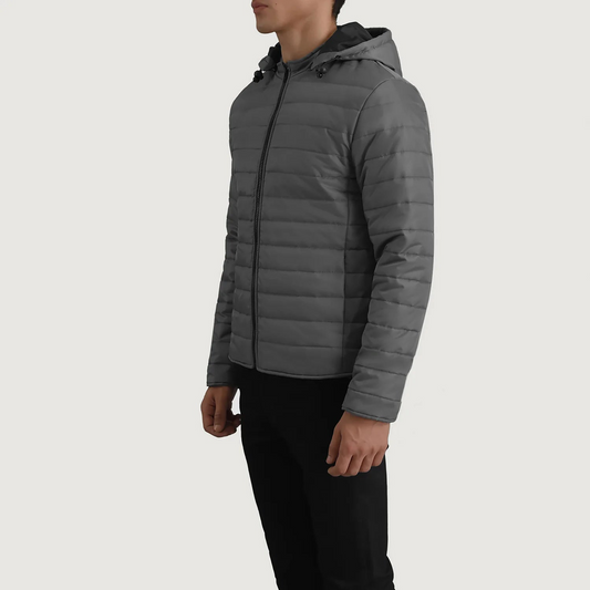 Grey Hooded Puffer Jacket