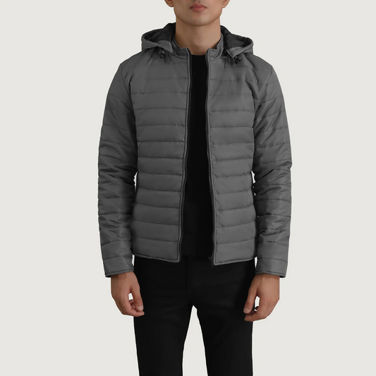 Grey Hooded Puffer Jacket