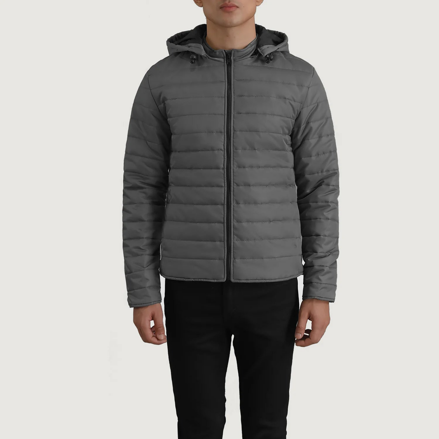 Grey Hooded Puffer Jacket