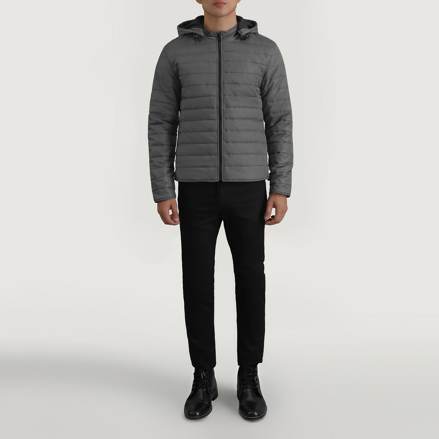 Grey Hooded Puffer Jacket